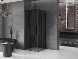 Mexen Velar Duo sprchovací kút posuvný 90 x 90 cm, grafit, zbraňový kov - 871-090-090-42-95