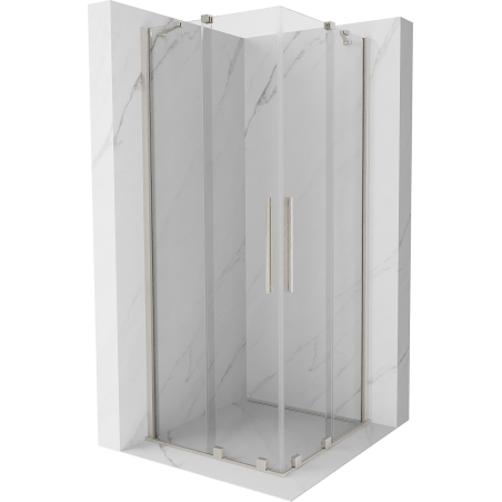Mexen Velar Duo sprchová kabína posuvná 80 x 80 cm, transparentná, brúsený nikel - 871-080-080-02-97