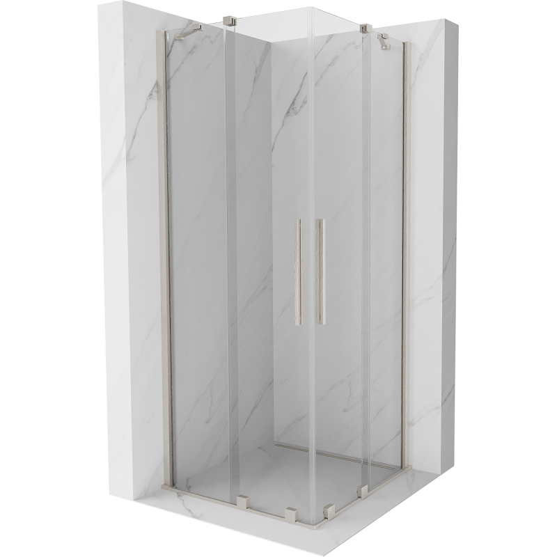 Mexen Velar Duo posuvná sprchová kabína 100 x 100 cm, transparentná, brúsený nikel - 871-100-100-02-97