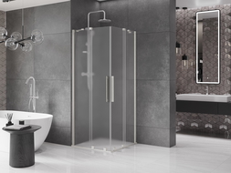 Mexen Velar Duo posuvná sprchová kabína 90 x 90 cm, matné sklo, brúsený nikel - 871-090-090-32-97