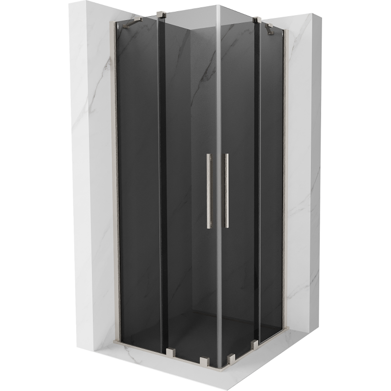 Mexen Velar Duo sprchová kabína posuvná 100 x 100 cm, grafit, brúsený nikel - 871-100-100-42-97