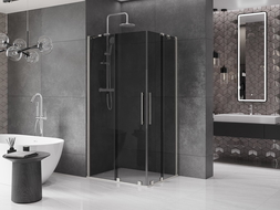 Mexen Velar Duo posuvná sprchová kabína 100 x 90 cm, grafit, brúsený nikel - 871-100-090-42-97