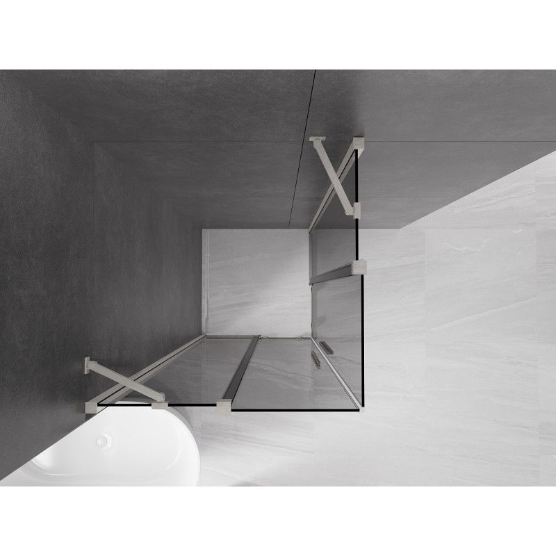 Mexen Velar Duo sprchová kabína posuvná 100 x 100 cm, grafit, brúsený nikel - 871-100-100-42-97