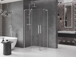 Mexen Velar L Duo posuvná sprchová kabína 90 x 80 cm, transparentná, chróm - 871-090-080-02-03-01