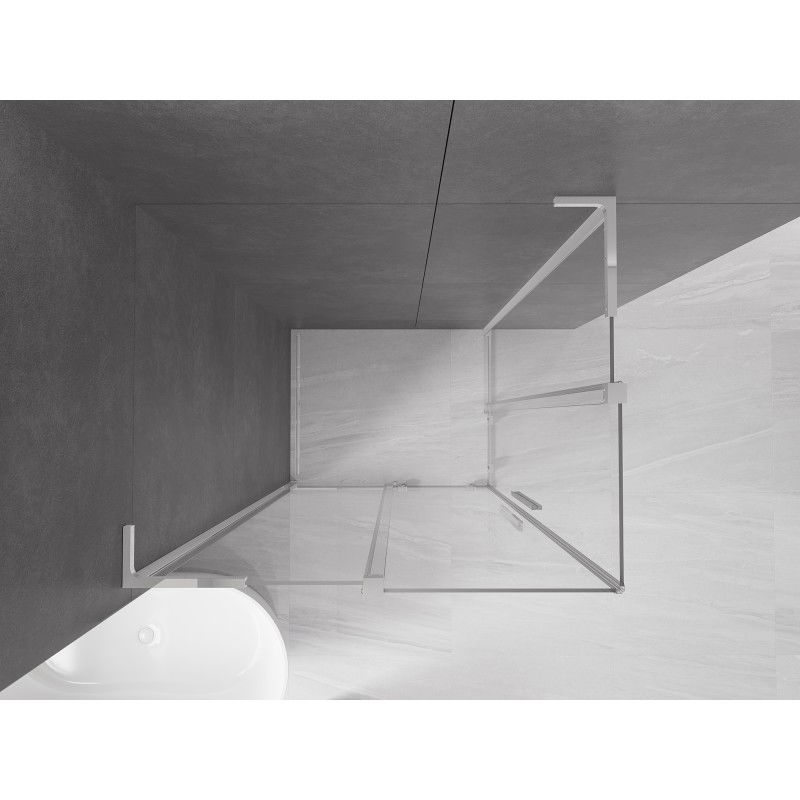 Mexen Velar L Duo posuvná sprchová zástena 100 x 90 cm, transparentná, chróm - 871-100-090-02-03-01