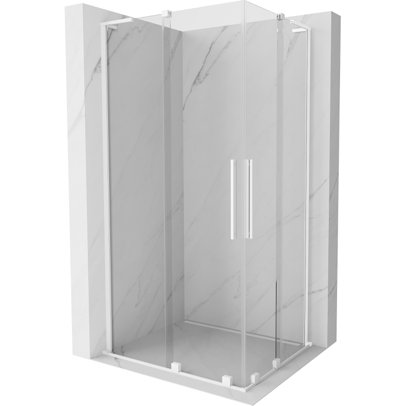 Mexen Velar L Duo posuvná sprchová kabína 90 x 80 cm, priehľadná, biela - 871-090-080-02-03-20
