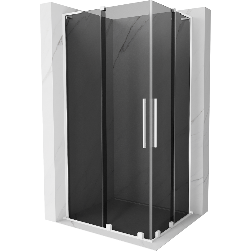 Mexen Velar L Duo zasúvacia sprchová kabína 100 x 90 cm, grafit, biela - 871-100-090-02-43-20