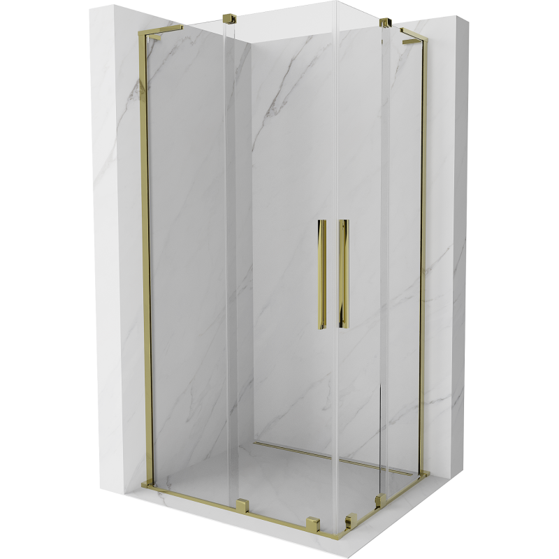 Mexen Velar L Duo posuvná sprchová kabína 90 x 80 cm, priehľadná, zlatá - 871-090-080-02-03-50
