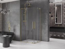 Mexen Velar L Duo posuvná sprchová kabína 90 x 80 cm, priehľadná, zlatá - 871-090-080-02-03-50