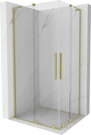 Mexen Velar L Duo sprchový kút posuvný 100 x 90 cm, číry, zlatý kartáčovaný - 871-100-090-02-03-55