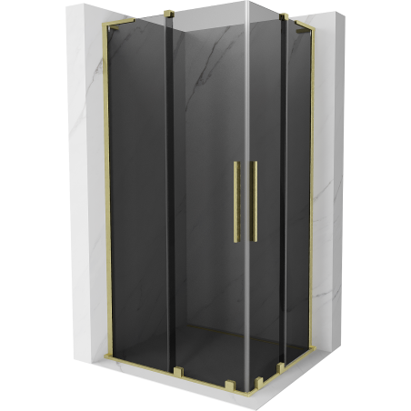 Mexen Velar L Duo sprchovací kút posuvný 90 x 80 cm, grafit, zlatá kartáčovaná - 871-090-080-02-43-55