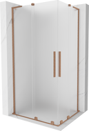 Mexen Velar L Duo posuvný sprchový kút 90 x 80 cm, matné sklo, kartáčovaná meď - 871-090-080-02-33-65