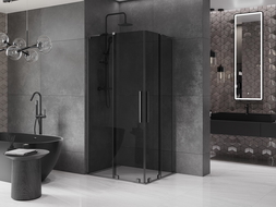 Mexen Velar L Duo posuvná sprchová kabína 90 x 80 cm, grafit, brúsená šedá - 871-090-080-02-43-66