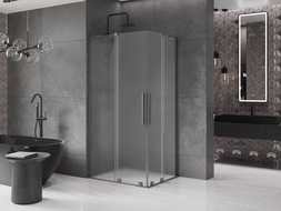 Mexen Velar L Duo sprchový kout posuvný 90 x 80 cm, matný, gunový šedý kartáčovaný - 871-090-080-02-33-66