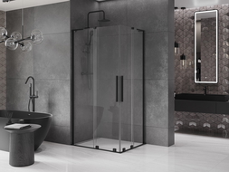 Mexen Velar L Duo posuvná sprchová kabína 90 x 80 cm, priehľadná, čierna - 871-090-080-02-03-70