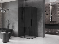 Mexen Velar L Duo posuvná sprchová kabína 90 x 80 cm, grafit, čierna - 871-090-080-02-43-70