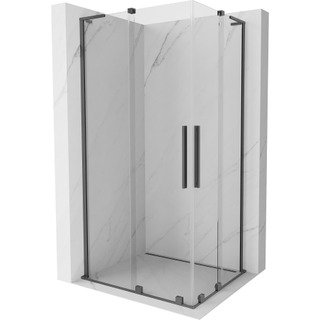 Mexen Velar L Duo sprchovací kút posuvný 100 x 90 cm, transparentný, Gun metal - 871-100-090-02-03-95