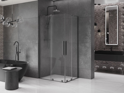 Mexen Velar L Duo sprchovací kút posuvný 100 x 90 cm, transparentný, Gun metal - 871-100-090-02-03-95
