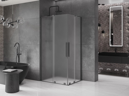 Mexen Velar L Duo sprchovací kút posuvný 90 x 80 cm, mrazivý, gun metal - 871-090-080-02-33-95