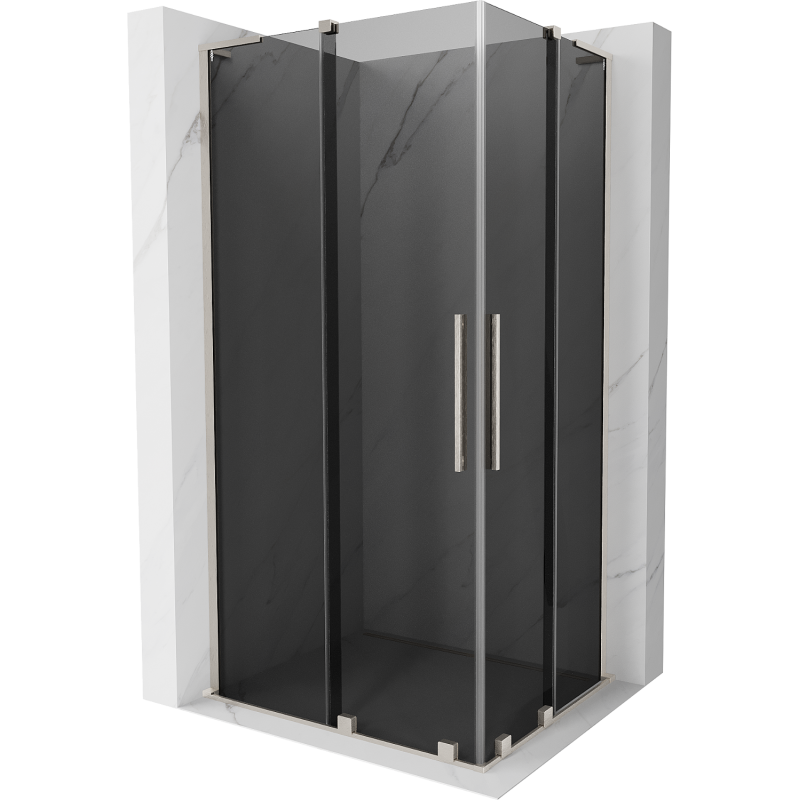 Mexen Velar L Duo posuvná sprchová kabína 90 x 80 cm, grafit, brúsený nikel - 871-090-080-02-43-97