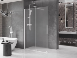 Mexen Velar sprchová stena posuvná Walk-in 140 x 200 cm, matné sklo 8 mm, biela - 871-140-000-33-20