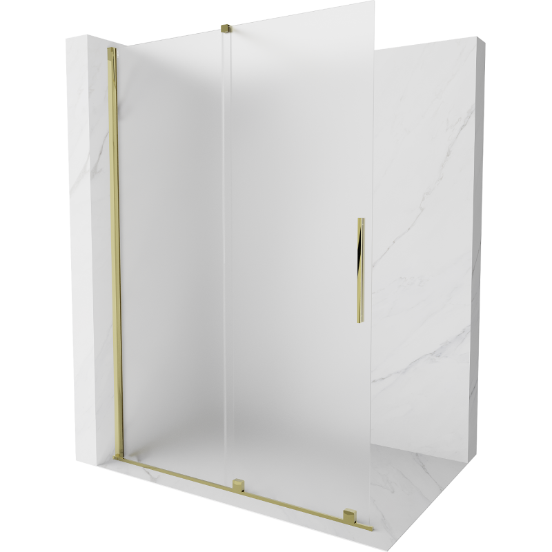 Mexen Velar posuvná sprchová stena Walk-in 130 x 200 cm, matné sklo 8 mm, zlatá - 871-130-000-33-50