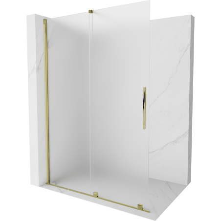 Mexen Velar posuvná sprchová stena Walk-in 130 x 200 cm, matné sklo 8 mm, zlatá - 871-130-000-33-50