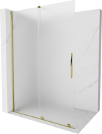 Mexen Velar posuvná sprchová zástena Walk-in 140 x 200 cm, mliečne 8 mm, zlatá - 871-140-000-33-50