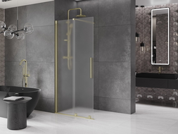 Mexen Velar rozťahovacia sprchová stena Walk-in 100 x 200 cm, matné sklo 8 mm, zlaté brúsené - 871-100-000-33-55