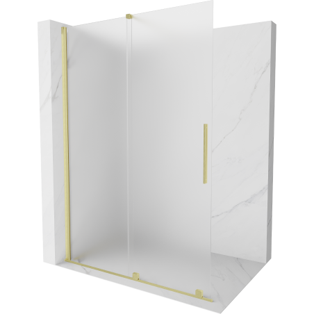 Mexen Velar posuvná sprchová stena Walk-in 150 x 200 cm, matné sklo 8 mm, zlatá kartáčovaná - 871-150-000-33-55