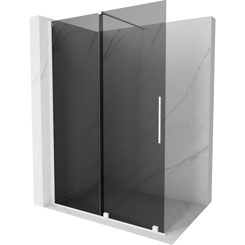 Mexen Velar posuvná sprchová stena Walk-in 150 x 200 cm, grafitová 8 mm, biela - 871-150-000-43-20