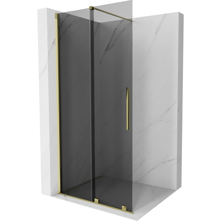 Mexen Velar sprchová stena posuvná Walk-in 100 x 200 cm, grafit 8 mm, zlatá - 871-100-000-43-50