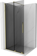 Mexen Velar sprchová stena posuvná Walk-in 100 x 200 cm, grafit 8 mm, zlatá - 871-100-000-43-50
