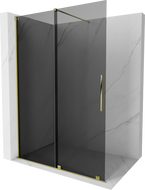 Mexen Velar sprchová stena rozťahovacia Walk-in 140 x 200 cm, grafit 8 mm, zlatá - 871-140-000-43-50