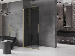 Mexen Velar sprchová zástena posuvná Walk-in 70 x 200 cm, grafit 8 mm, zlatá brúsená - 871-070-000-43-55