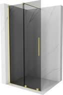 Mexen Velar stena sprchová posuvná Walk-in 100 x 200 cm, grafit 8 mm, zlatá kartáčovaná - 871-100-000-43-55