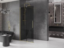 Mexen Velar sprchová stena posuvná Walk-in 120 x 200 cm, grafit 8 mm, zlatá kartáčovaná - 871-120-000-43-55