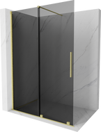 Mexen Velar sprchová stena posuvná Walk-in 150 x 200 cm, grafit 8 mm, zlatá kartáčovaná - 871-150-000-43-55