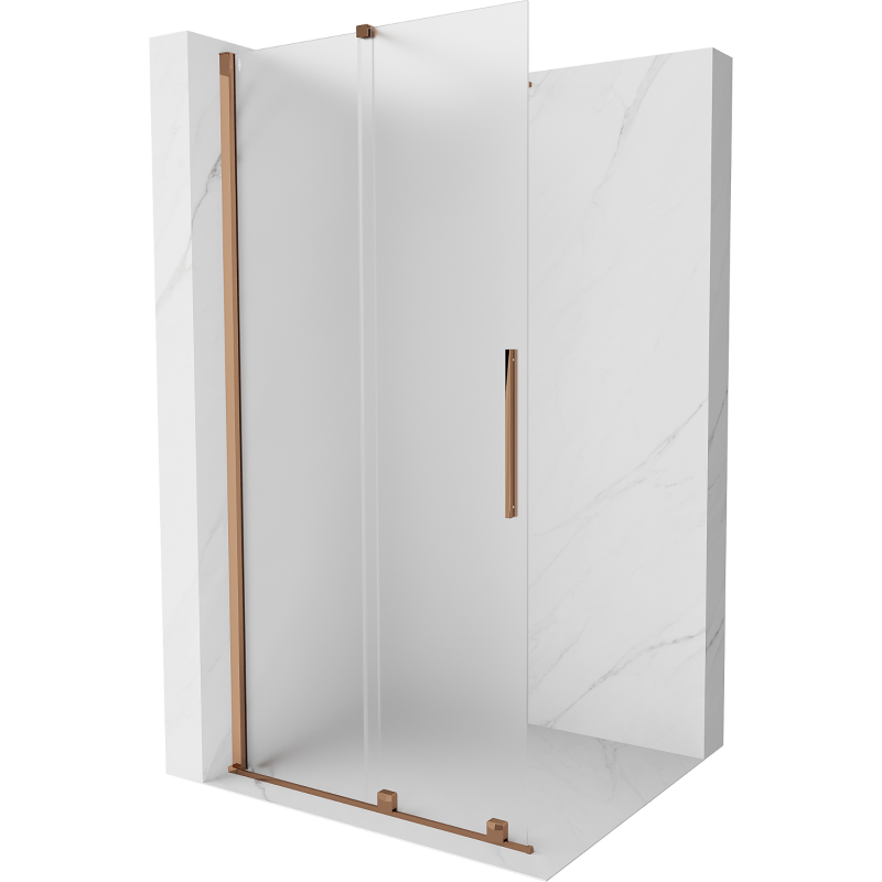 Mexen Velar posuvná sprchová stena Walk-in 120 x 200 cm, matné sklo 8 mm, ružové zlato - 871-120-000-33-60