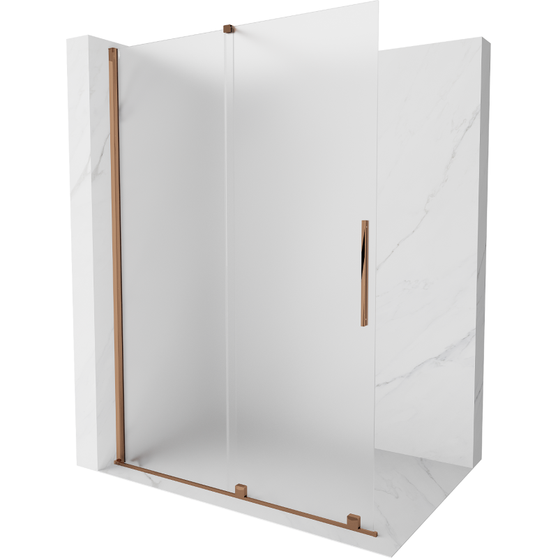 Mexen Velar sprchová stěna posuvná Walk-in 130 x 200 cm, matné 8 mm, ružové zlato - 871-130-000-33-60