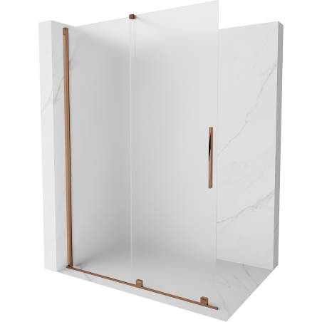 Mexen Velar posuvná sprchová stena Walk-in 140 x 200 cm, matný 8 mm, ružové zlato - 871-140-000-33-60