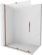 Mexen Velar posuvná sprchová stena Walk-in 140 x 200 cm, matné sklo 8 mm, ružové zlato - 871-140-000-33-60