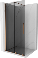Mexen Velar sprchová stena posuvná Walk-in 85 x 200 cm, grafit 8 mm, ružové zlato - 871-085-000-43-60