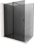 Mexen Velar sprchový panel posuvný Walk-in 150 x 200 cm, grafit 8 mm, ružové zlato - 871-150-000-43-60