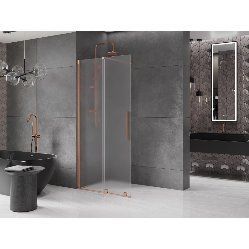 Mexen Velar výsuvná sprchová stena Walk-in 110 x 200 cm, mráz 8 mm, kartáčovaná meď - 871-110-000-33-65