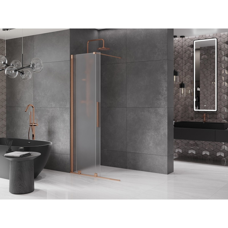 Mexen Velar výsuvná sprchová stena Walk-in 110 x 200 cm, mráz 8 mm, kartáčovaná meď - 871-110-000-33-65