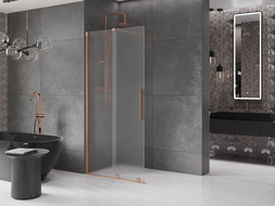 Mexen Velar sklenená sprchová stena posuvná Walk-in 120 x 200 cm, matné sklo 8 mm, brúsená meď - 871-120-000-33-65