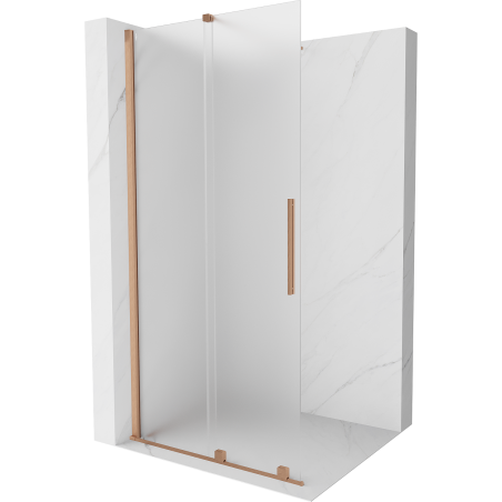 Mexen Velar sklenená sprchová stena posuvná Walk-in 120 x 200 cm, matné sklo 8 mm, brúsená meď - 871-120-000-33-65