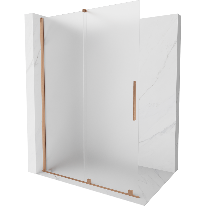 Mexen Velar posuvná sprchová stena Walk-in 140 x 200 cm, mráz 8 mm, brúsená meď - 871-140-000-33-65