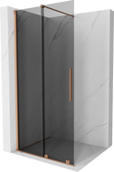 Mexen Velar sprchová zástena posuvná Walk-in 100 x 200 cm, grafit 8 mm, brúsená meď - 871-100-000-43-65